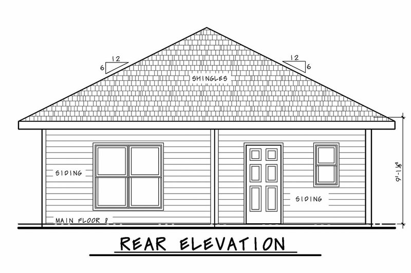 Architectural House Design - Exterior - Rear Elevation for Traditional House Plan #20-2341 - 2 bed, 2 bath