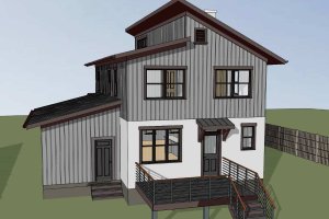 Exterior - Rear Elevation for Modern House Plan #79-328 - 3 bed, 2.5 bath