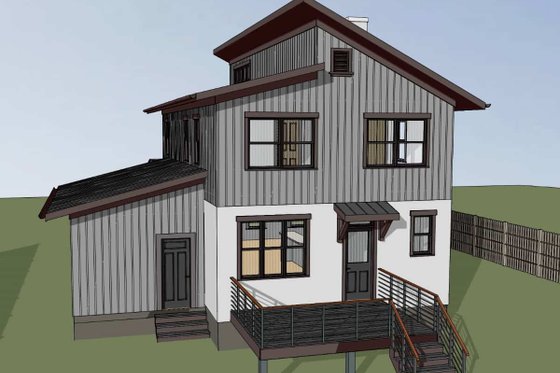 Exterior - Rear Elevation for Modern House Plan #79-328 - 3 bed, 2.5 bath