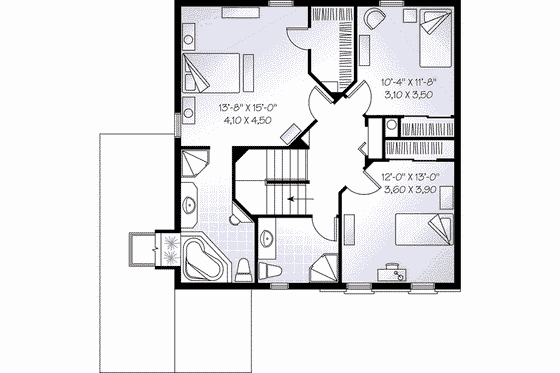 Floor Plan - Upper Floor for Colonial House Plan #23-376 - 3 bed, 2.5 bath