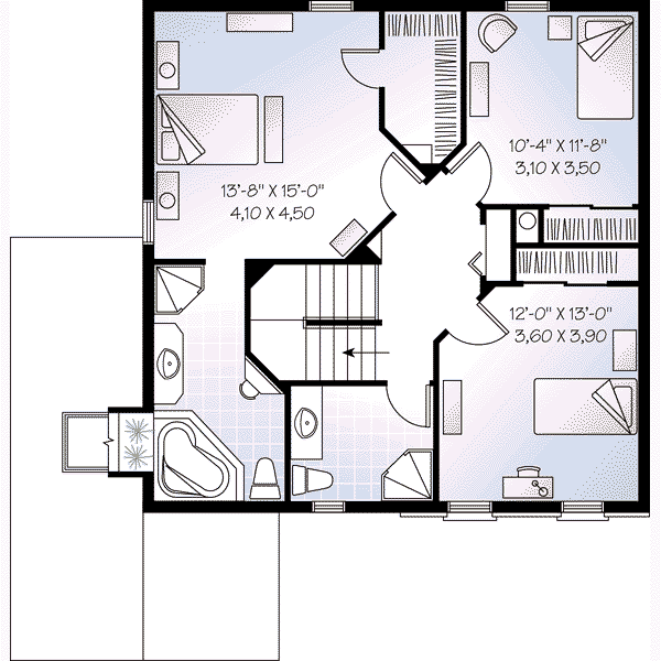 Colonial Floor Plan - Upper Floor Plan #23-376