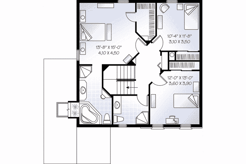 Home Plan - Floor Plan - Upper Floor for Colonial House Plan #23-376 - 3 bed, 2.5 bath