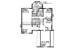 Floor Plan - Upper Floor for European House Plan #47-182 - 4 bed, 2.5 bath