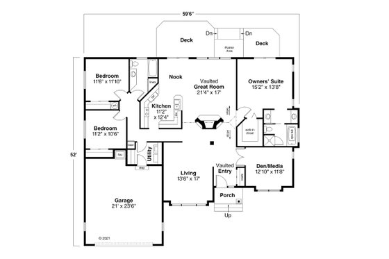 Floor Plan - Main Floor House Plan #124-105 - 3 bed, 2 bath