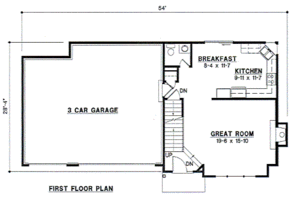 Floor Plan - Main Floor for Traditional House Plan #67-152 - 3 bed, 2 bath