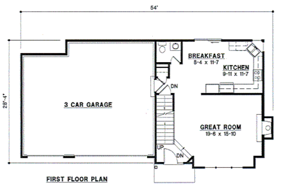 Floor Plan - Main Floor for Traditional House Plan #67-152 - 3 bed, 2 bath