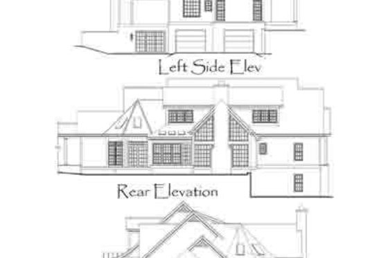 Exterior - Rear Elevation 1 for Country House Plan #71-123 - 3 bed, 3.5 bath