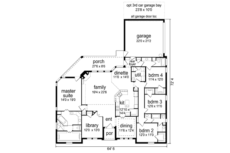 Home Plan - Floor Plan - Main Floor for European House Plan #84-532 - 4 bed, 0 bath