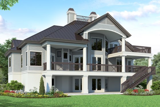 Exterior - Rear Elevation for Southern House Plan #930-18 - 3 bed, 3.5 bath