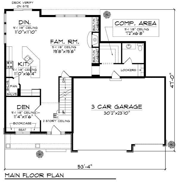 Home Plan - Traditional Floor Plan - Main Floor Plan #70-950