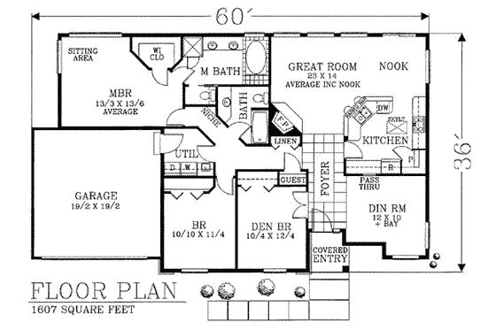 Floor Plan - Main Floor for Traditional House Plan #53-145 - 3 bed, 2 bath