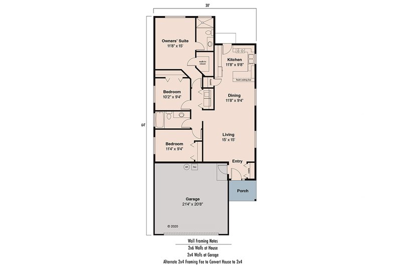 House Plan Design - Floor Plan - Main Floor for Ranch House Plan #124-724 - 3 bed, 2 bath