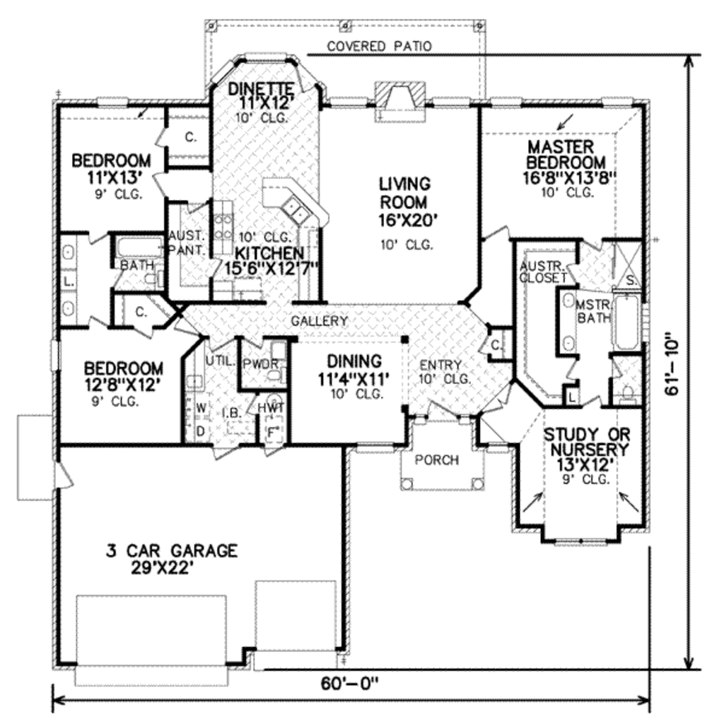 Ranch Style House Plan 4 Beds 2.5 Baths 2239 Sq/Ft Plan