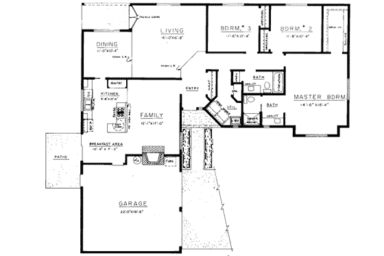 Floor Plan - Main Floor for Traditional House Plan #303-119 - 3 bed, 2 bath