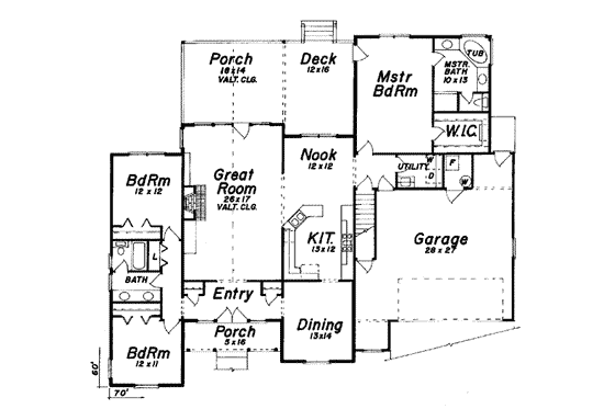 Floor Plan - Main Floor for Traditional House Plan #52-118 - 4 bed, 3 bath