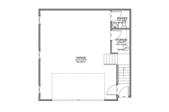 Floor Plan - Lower Floor for Contemporary House Plan #1116-12 - 2 bed, 1.5 bath