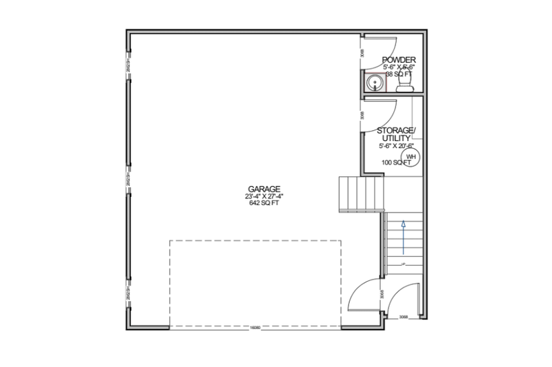 Architectural House Design - Floor Plan - Lower Floor for Contemporary House Plan #1116-12 - 2 bed, 1.5 bath