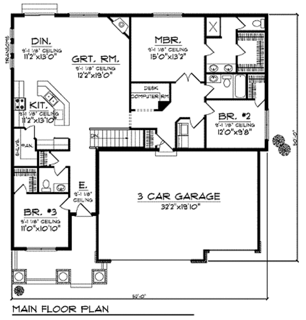 Craftsman Floor Plan - Main Floor Plan #70-915