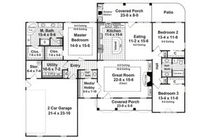 Floor Plan - Main Floor for Country House Plan #21-526 - 3 bed, 2.5 bath