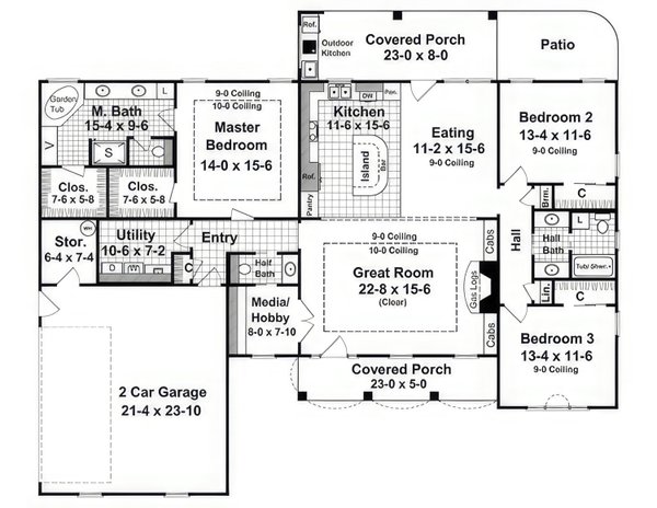 House Blueprint - Country Floor Plan - Main Floor Plan #21-526