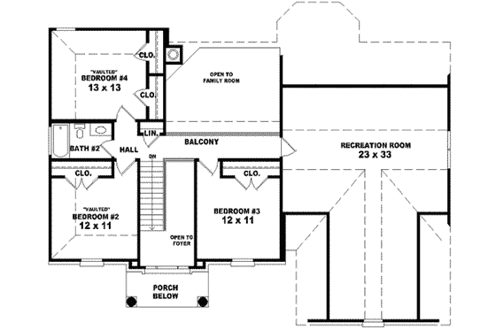 Floor Plan - Upper Floor for European House Plan #81-807 - 4 bed, 2.5 bath