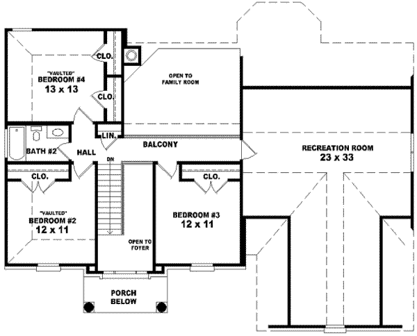 European Floor Plan - Upper Floor Plan #81-807