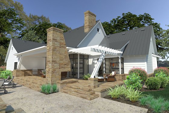 Exterior - Rear Elevation 2 for Farmhouse House Plan #120-253 - 3 bed, 2.5 bath