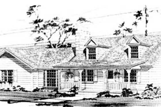 Exterior - Front Elevation for Country House Plan #10-233 - 3 bed, 2 bath