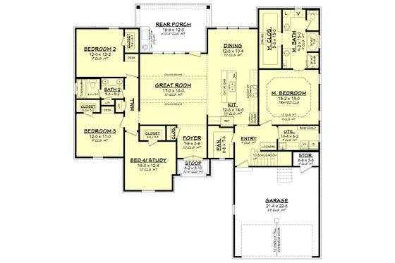 Floor Plan - Main Floor for European House Plan #430-121 - 4 bed, 2 bath