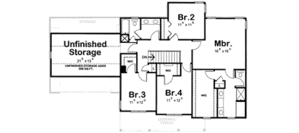 Architectural House Design - Traditional Floor Plan - Upper Floor Plan #20-1793