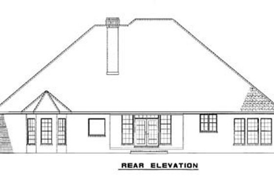 Exterior - Rear Elevation for European House Plan #17-1107 - 3 bed, 2 bath