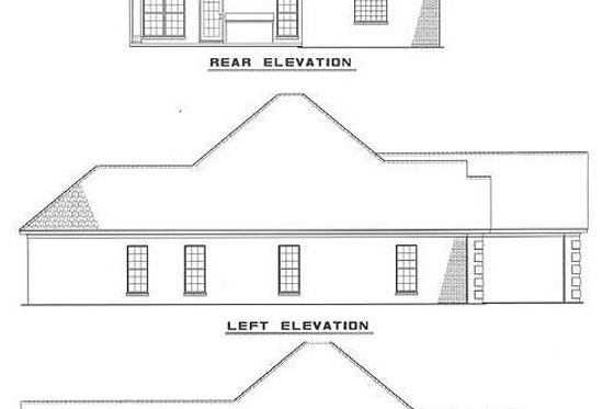 Exterior - Rear Elevation 1 for Southern House Plan #17-101 - 3 bed, 2 bath