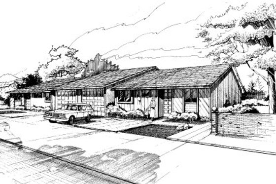 Exterior - Front Elevation for Ranch House Plan #303-162 - 2 bed, 1 bath