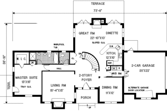 Floor Plan - Main Floor for European House Plan #3-201 - 5 bed, 3.5 bath