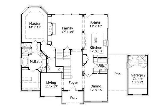 Floor Plan - Main Floor for Colonial House Plan #411-830 - 5 bed, 3.5 bath