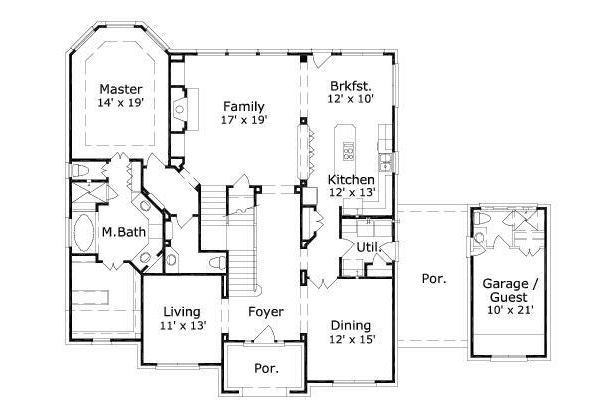 Colonial Floor Plan - Main Floor Plan #411-830