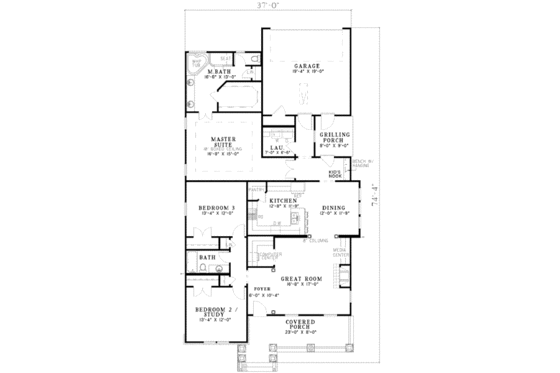 Floor Plan - Main Floor for Tudor House Plan #17-1150 - 3 bed, 2 bath