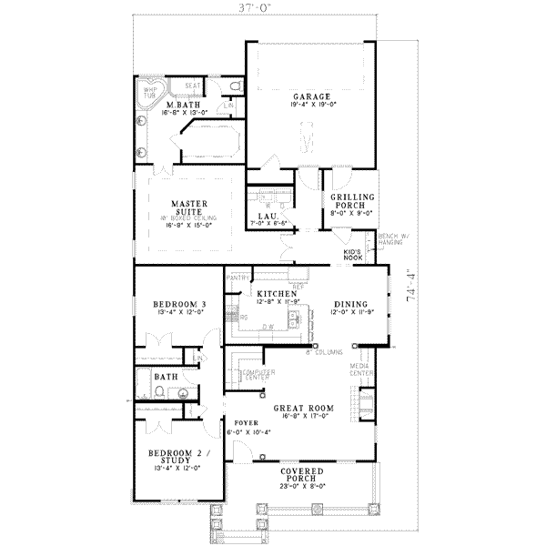 Home Plan - Tudor Floor Plan - Main Floor Plan #17-1150