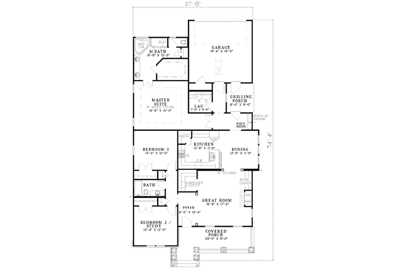 Dream House Plan - Floor Plan - Main Floor for Tudor House Plan #17-1150 - 3 bed, 2 bath