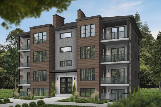 Exterior - Front Elevation 3 for European House Plan #23-2050 - 2 bed, 1 bath