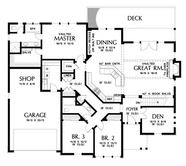 House Plan Design - Craftsman Floor Plan - Main Floor Plan #48-670