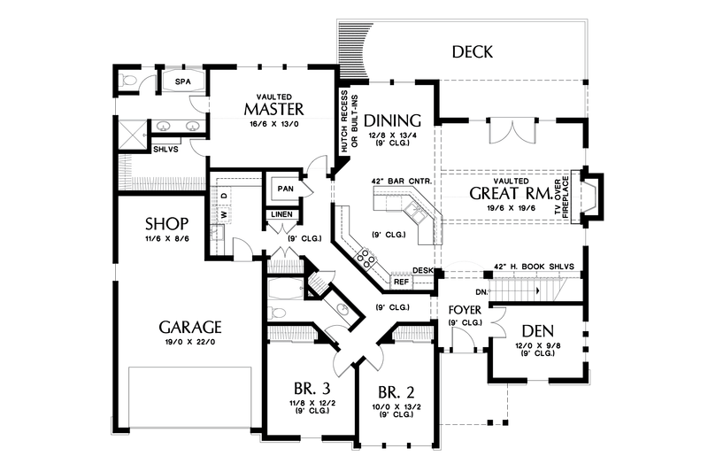 Home Plan - Floor Plan - Main Floor for Craftsman House Plan #48-670 - 4 bed, 3 bath