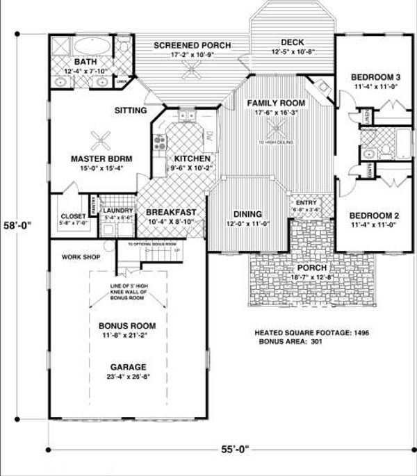 House Plan Design - Country Floor Plan - Main Floor Plan #56-548