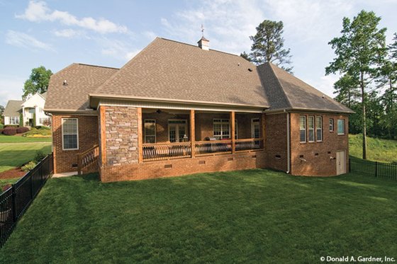 Exterior - Rear Elevation for European House Plan #929-59 - 3 bed, 2 bath
