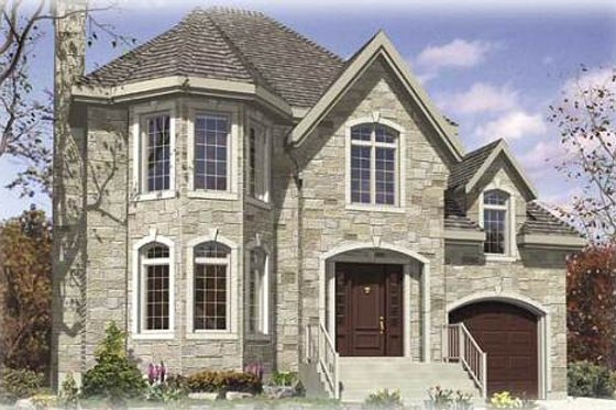 Exterior - Front Elevation for European House Plan #138-227 - 3 bed, 1.5 bath