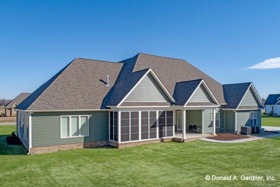 Exterior - Rear Elevation for Ranch House Plan #929-1050 - 5 bed, 4 bath