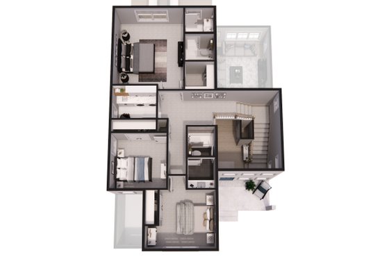Floor Plan - Upper Floor 1 for Farmhouse House Plan #51-1513 - 4 bed, 3 bath