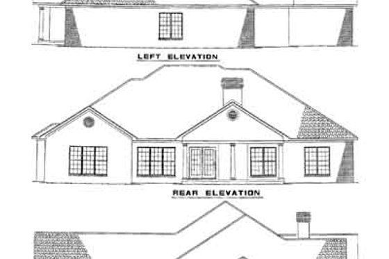 Exterior - Rear Elevation for Traditional House Plan #17-2171 - 4 bed, 2 bath