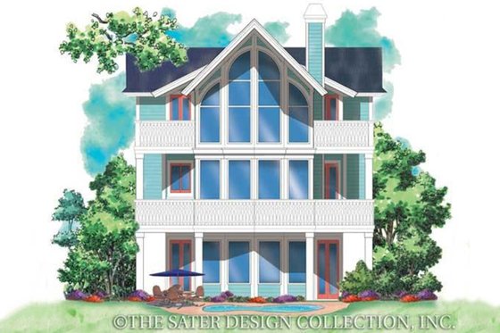 Exterior - Rear Elevation for Craftsman House Plan #930-151 - 2 bed, 2.5 bath