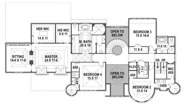 Architectural House Design - Floor Plan - Upper Floor for European House Plan #119-481 - 5 bed, 5 bath